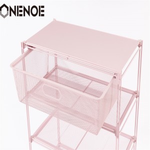 OneNoe Simple Small Wire Metal Mesh Stockable Storage Shoes Relives Feathe Recézní police Regály knihovny s 5 stupněmi pro hotelový supermarketnákupní obchod