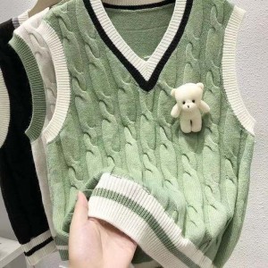 Pletená vesta pro ženy jarní a podzimní svetr
