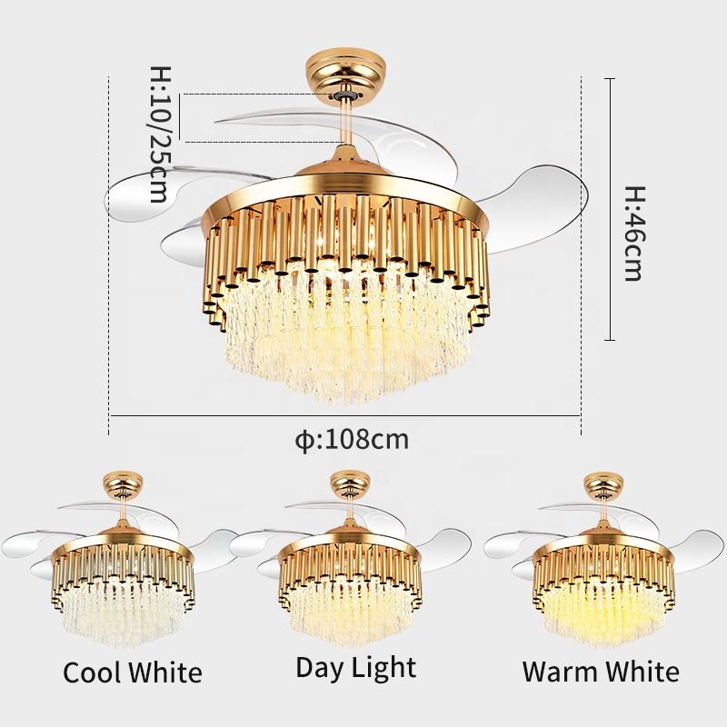 Stropní ventilátor lustry K009 se světlem se vzdáleným 42 palci 3 barvy s lustrem ventilátoru reproduktoru