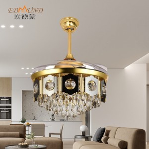 K013 CHANDERIER Stropní ventilátor se světlem se vzdáleným 42 palci 3 barvy s křišťálovým lustrem ventilátoru