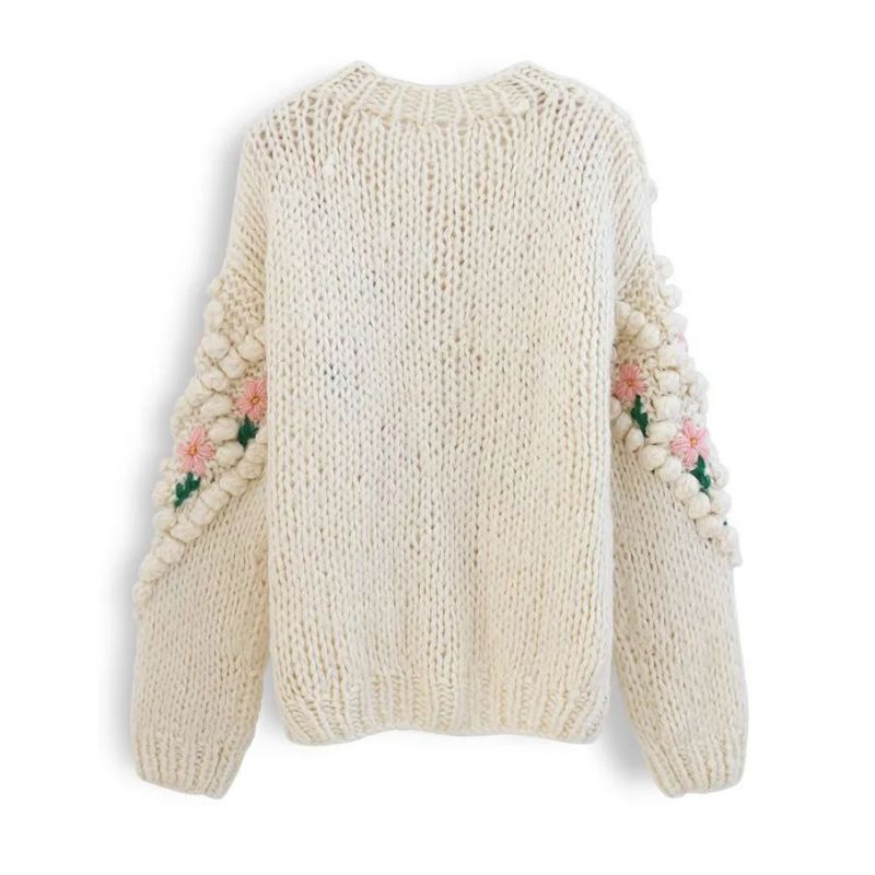 Vlastní pletené knoflíky svetr vyšívané háčkování plus velikosti žen svetrů