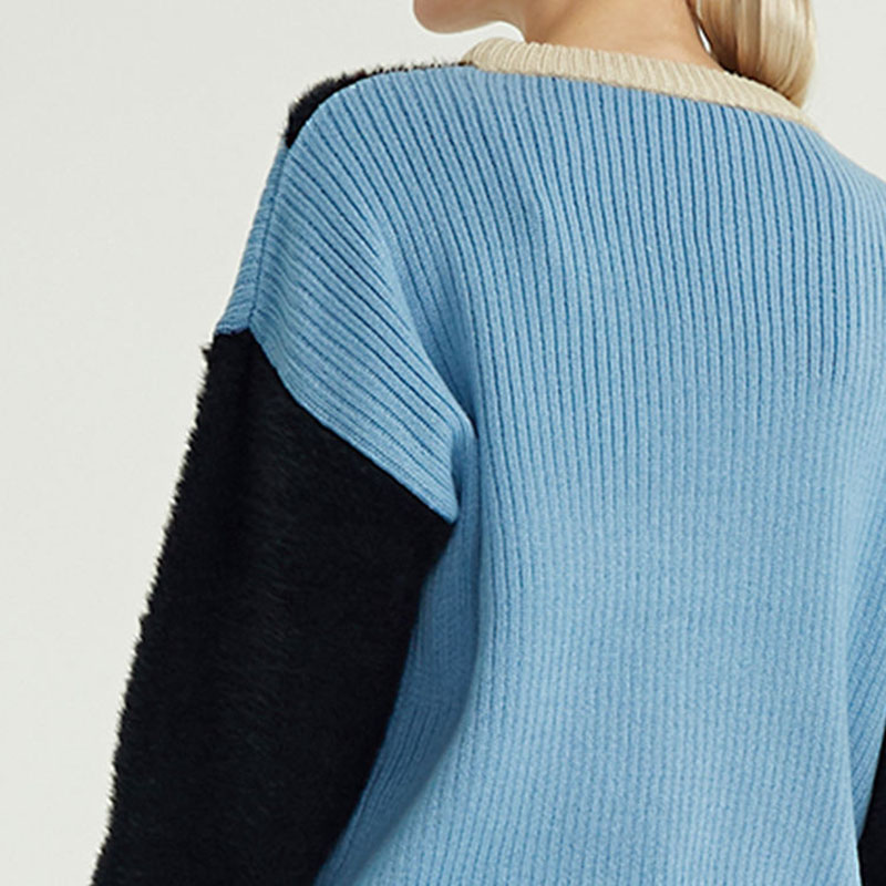 Zobrazit větší obrázek Přidat do porovnání sdílení podzimní zimní zimní vlastní italský designér Kontrast Barva volný fit krk posádky čistý tah přes kašmírový svetr pro ženy
