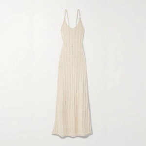 Výrobci pletených oblečení Vlastní kulatý krk Sling Hollow Out Backless Sexy Women Pletené šaty