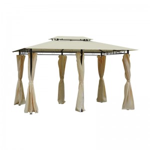 10 \\\\ \'x 13 \\\\\' Outdoor Soft Top altán Pergola se záclonami, 2-stupňový ocelový rámový altán pro terasu, krémová bílá