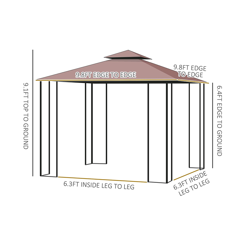 10 \\ 'x 10 \\' Ocelová venkovní patio altán Garden Canopy s odnímatelnými síťovými závěsy