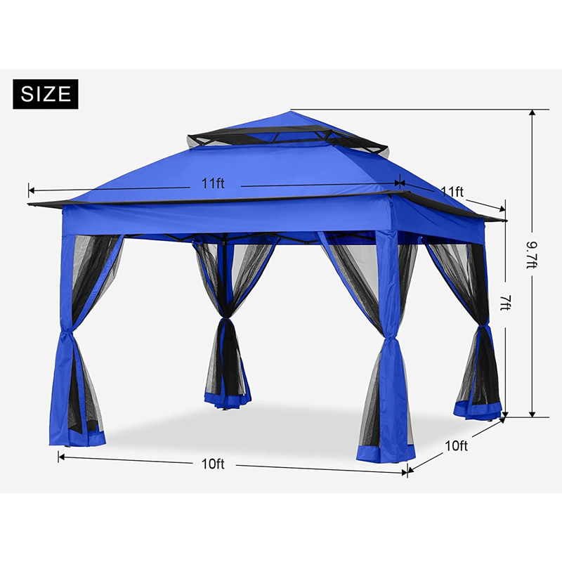 Zahradní zásoby Pergola Hliníková venkovní altán Outdoorová aktivita s komárem, modrá