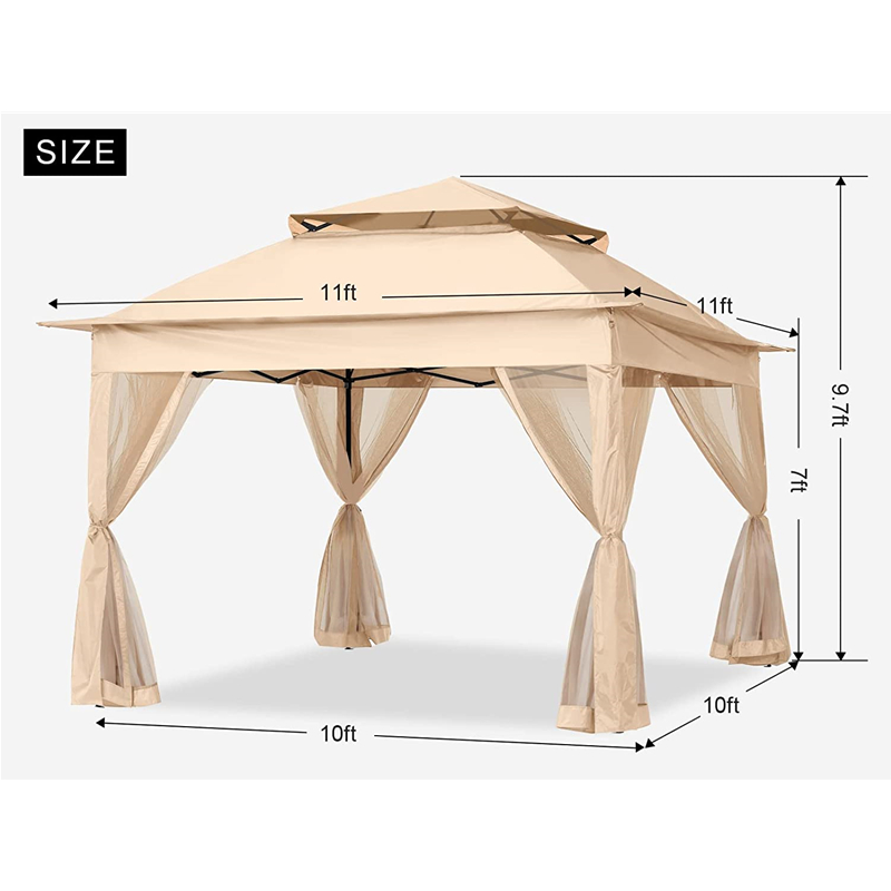 Zahradní zásoby Pergola Hliníková venkovní altán Outdoorová aktivita s komárem, světle žlutá