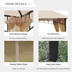 10 \\\\ \'x 10 \\\\\' Outdoor Patio Altán s baldachýnem se síťovými bočními stěnami, 2-stupňový baldachýn pro dvorek, béžový