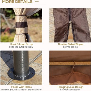 12 \\\\ \'x 10 \\\\\' 2-úrovně venkovní altán stan pro terasu s bočními stěnami se zipem, béžové