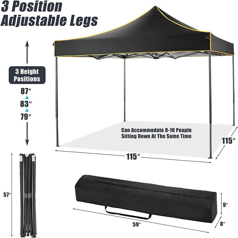 10x 10 Pop Up Canopy Stan Commercial Instant Albace Waterproof Canopy Stan pro večírky Black