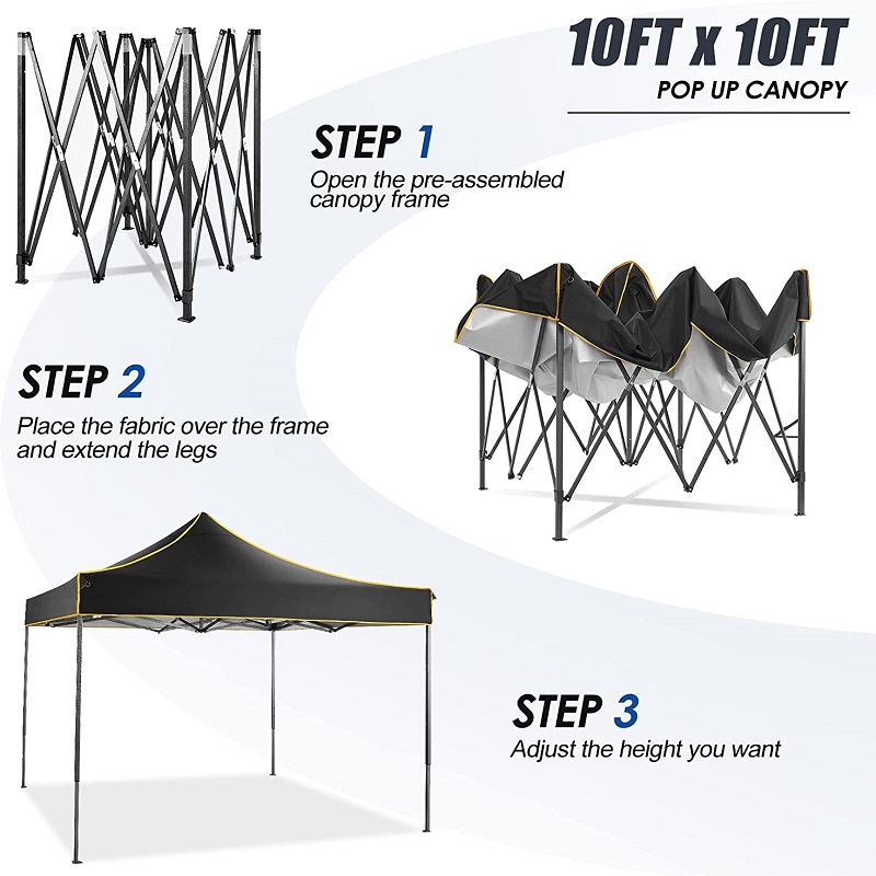 10x 10 Pop Up Canopy Stan Commercial Instant Albace Waterproof Canopy Stan pro večírky Black