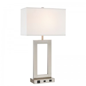 Gatsby One Light Table Lamp s kartáčovanýmniklem, přepínačem rockeru, pohodlný vývod a port USB
