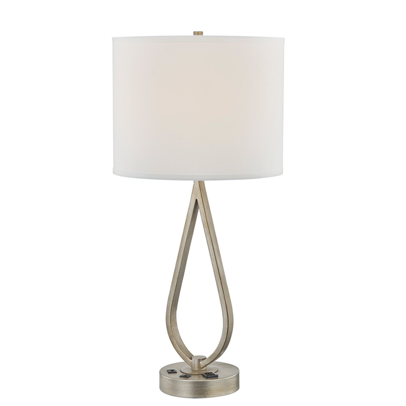 Spánek stolní lampa se starožitným stříbrným povrchem, stolní lampou, pohodlným vývodem a port USB