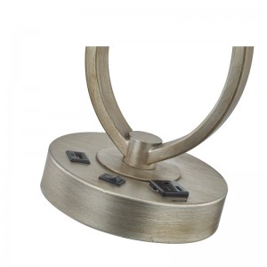 Spánek stolní lampa se starožitným stříbrným povrchem, stolní lampou, pohodlným vývodem a port USB