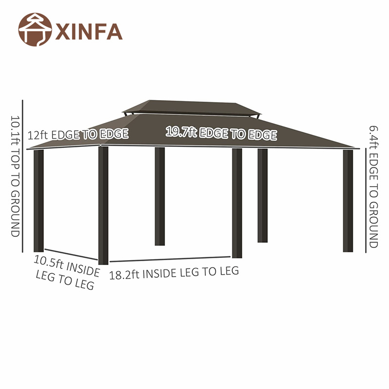 20 \\ 'x 12 \\' hliníkový rám hardtop altán s galvanizovanou ocelovou dvojitou střechou