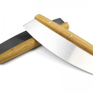 OEM/ODM 304 Slicer pizzy pizzy znerezové oceli s rukojetí dubového dřeva