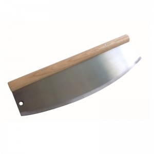 Čína továrna 304nerezová ocel Pizza Cutter Pizza Slicer Pizza Rocker s rukojetí dřeva