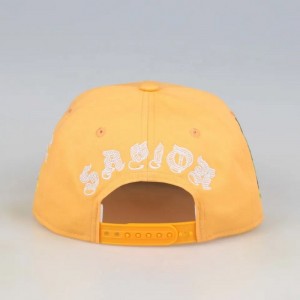 Vyrobeno v Číně šest panelů Snapback Baseball Cap for Men Custom Gorras Snapbacks Embinoidery Hats Yellow