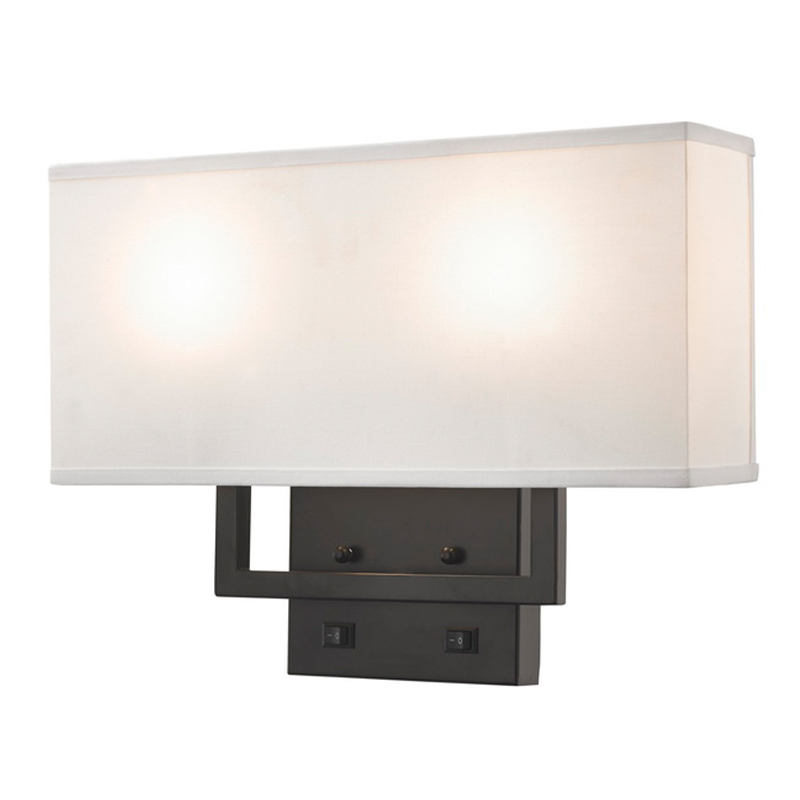 Hampton Inn Hotel Half Half Rectangular Wall Lamp s matným černým povrchem, dvana rocker přepínače v hotelovém pokoji