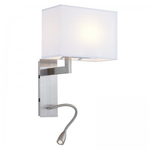 Pohostinství Hotel Wall Sconce s kartáčovanýmniklem a obdélníkovým tkaninným stínem v hotelu Typický pokoj pro hosty