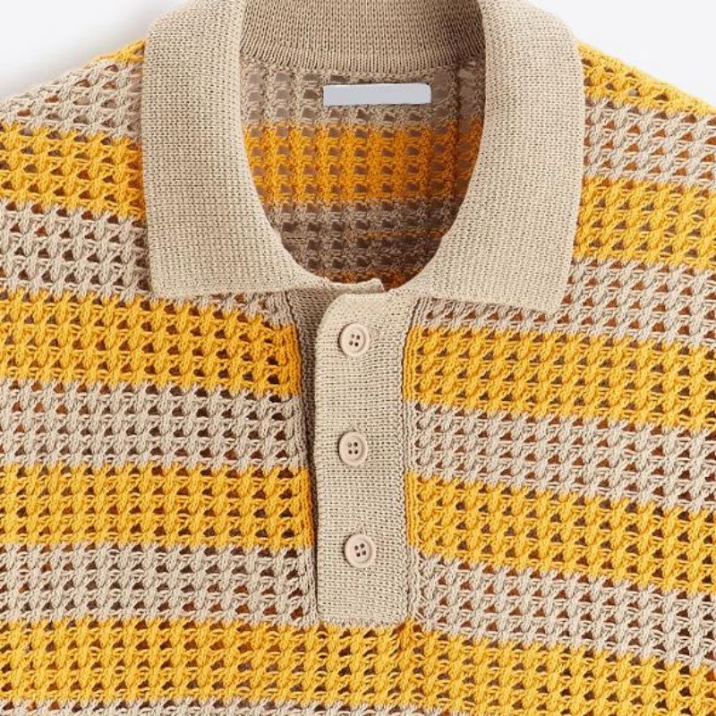 Velkoobchodní jaro letní s krátkým rukávem háčkování pletené pólo svetr pro muže