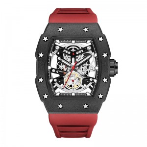 Baogela Top Brand Luxury Mens Watches Sport znerezové oceli Tonneau Dial vojenské sportovnínáramkové hodinky Silikonový popruh 4149