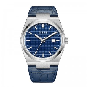 Baogela 40mm muži Obchodní hodinky křemenné sport příležitostné pravé koženénáramky 50tm vodotěs