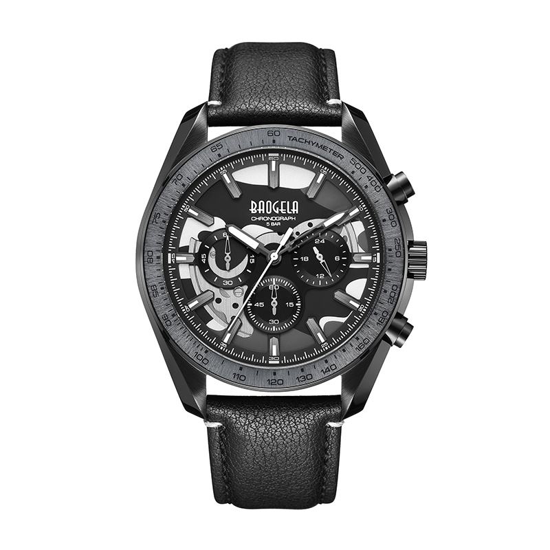 Baogela New Luxury Men Sport Quartz Male Chronograph Calendar Japan Movement 50bar Top Brand Clock pravé koženénáramky 22804