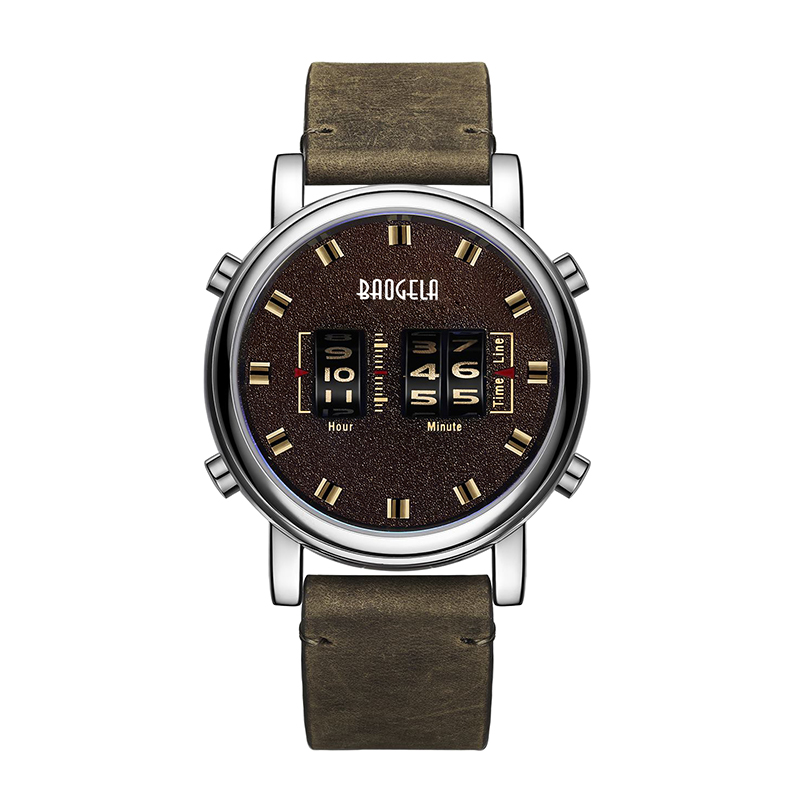 Baogela módní muži \\ Roller Design Business Clock Men Quartz Watch Kožená vodotěsná příležitostná sportovní pánské sledování relagio masculino 22703