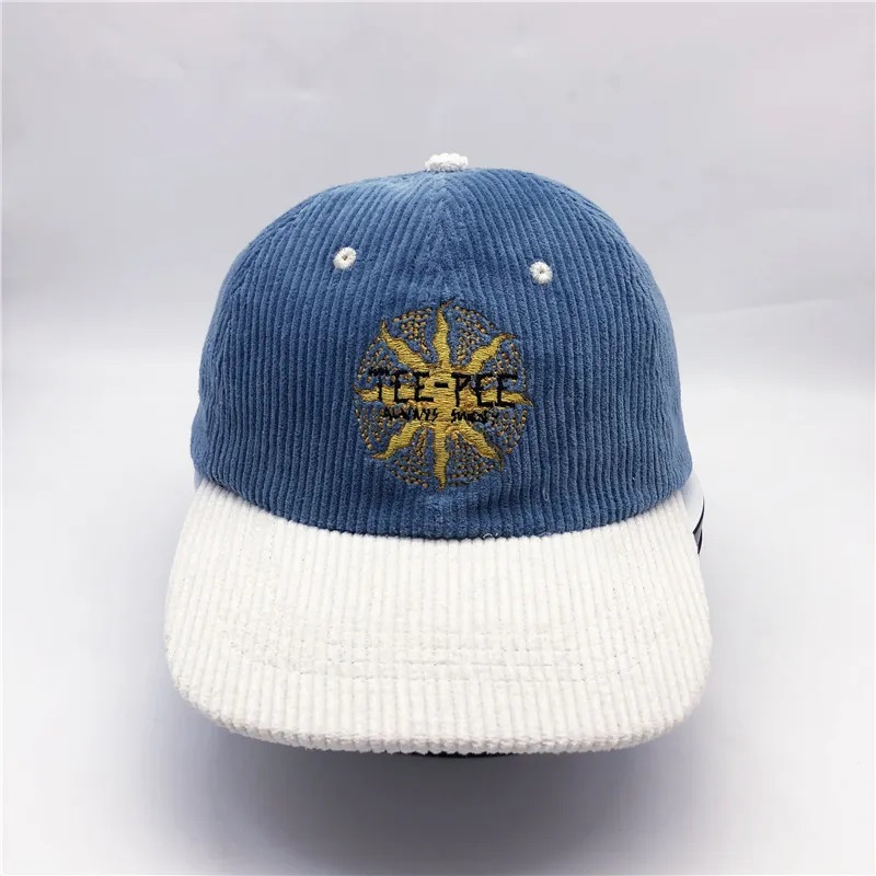 Corduroy 6 panel Vlastní logo Nestrukturované dospělé klobouky Corduroy táta Cap