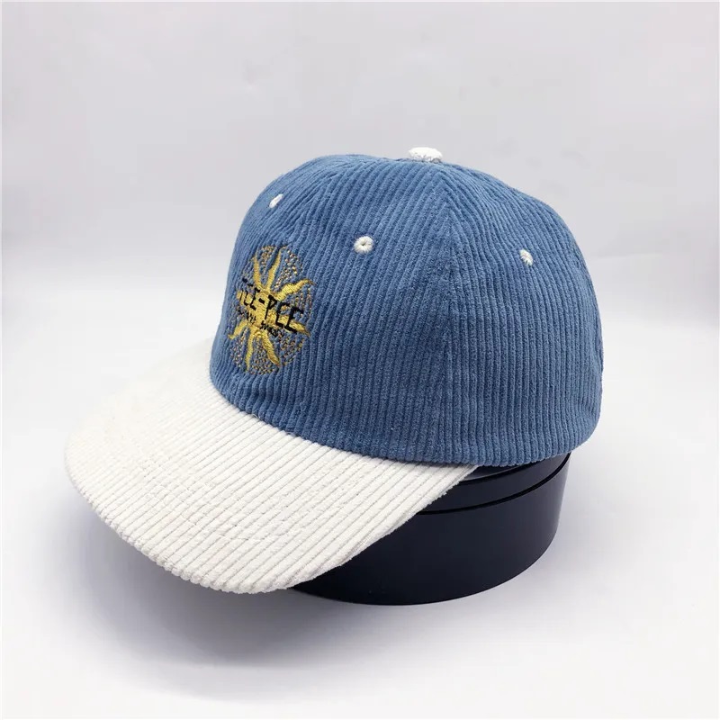 Corduroy 6 panel Vlastní logo Nestrukturované dospělé klobouky Corduroy táta Cap