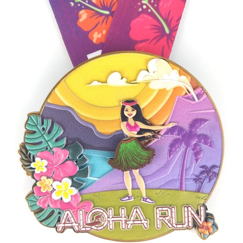 Custom Race Medaile Classic Aloha Run Medaile 3d tištěné maratonové medaile zábavné běh medailí finišer medaile