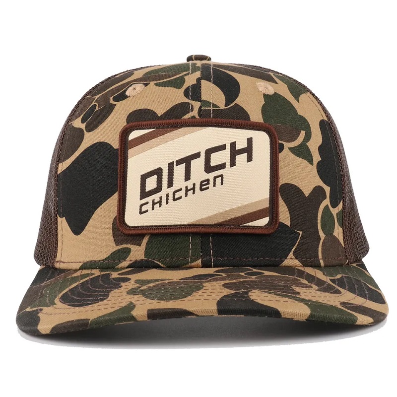 Vlastní kachna hnědá Camo Snapback Mesh Patch Logo 6 Panel Richardson 112 Trucker Cap Hat