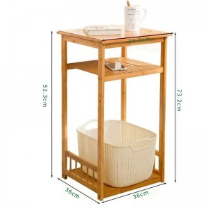 2 úrovně přizpůsobitelné bambusové dřevěné úložné skříňkyna konci stojanu