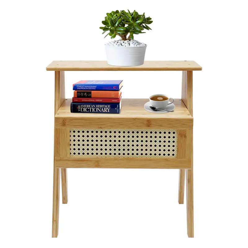 2 úrovně bambusové koncové stůl snočními stojkami zásuvky pro malé prostory Skladovacínoční stolku pro ložnici