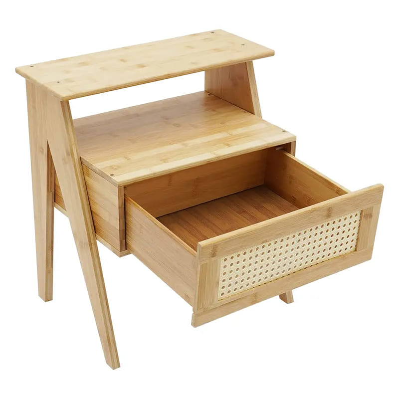 2 úrovně bambusové koncové stůl snočními stojkami zásuvky pro malé prostory Skladovacínoční stolku pro ložnici