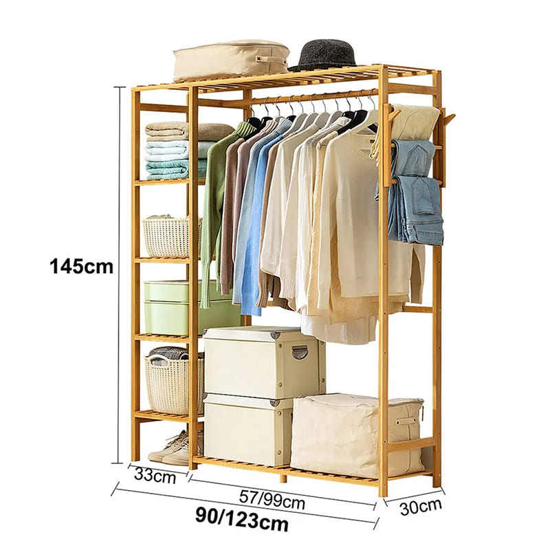 5 Stopey Independent Wardrobe Storage Manager podlaha bambusové skříně