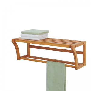 Bambusová montážní police s tyčinkami ručníků