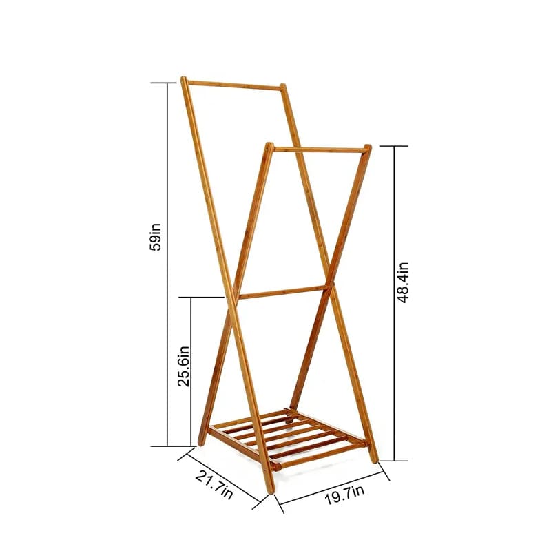 Přenosný extra velký oděv Hanging Rail bambusový bambusový stojan bambusové oblečení pro vchod