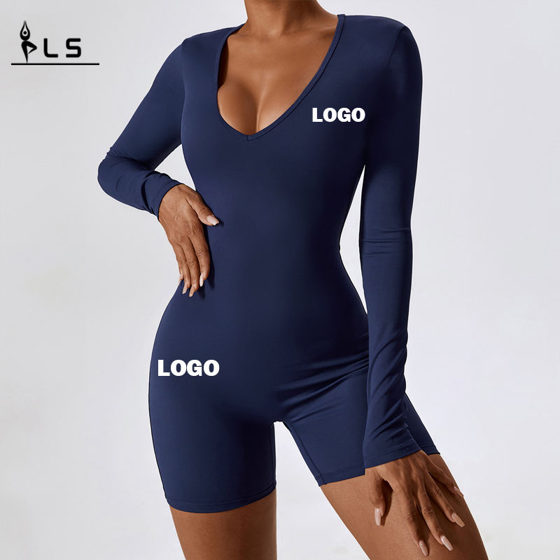 SC1079 OEM Vlastní logo Rychlé suché body s dlouhým rukávem Tréninkem Romper BodyCon Active Work One Piece Jóga Jóga