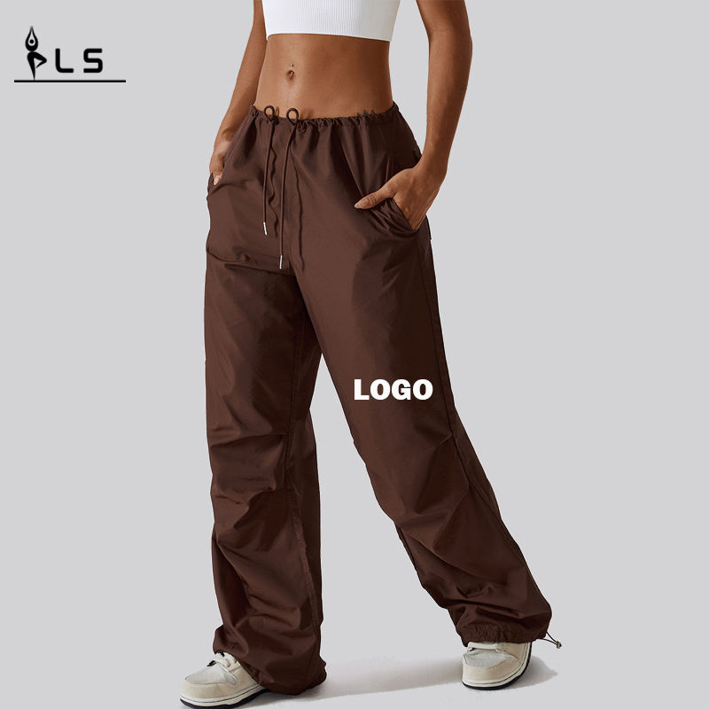 SC10113 Wide-Leg Casual Pants Women \\'s American Style Shawstring Straight Mockings Baggy Pants