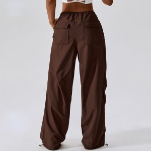 SC10113 Wide-Leg Casual Pants Women \\\\\'s American Style Shawstring Straight Mockings Baggy Pants
