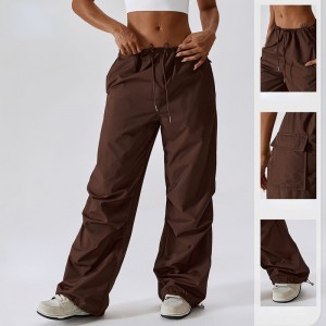 SC10113 Wide-Leg Casual Pants Women \\\\\'s American Style Shawstring Straight Mockings Baggy Pants