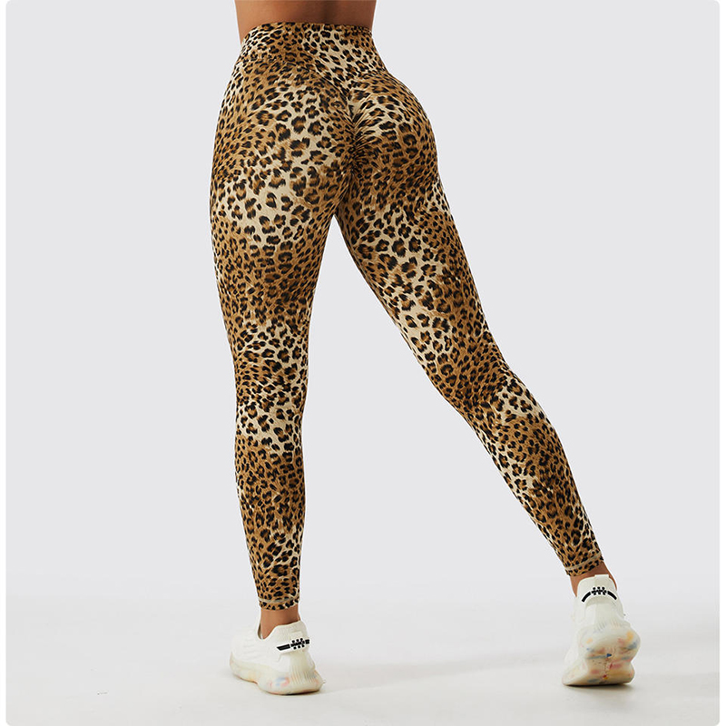 SC10112 Bezproblémový leopard tisk s vysokým pasem Fitness Legging Femme Ribbed Scrunch Leggings jóga kalhoty