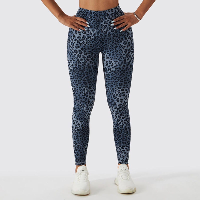 SC10112 Bezproblémový leopard tisk s vysokým pasem Fitness Legging Femme Ribbed Scrunch Leggings jóga kalhoty