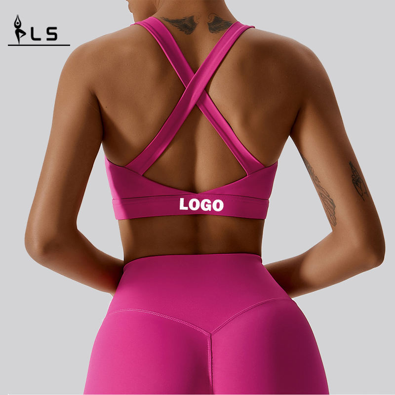 SC101811 Cross Back Yoga Sports Bra High Impact Polstrované dámy ohlávky krk kříž opěrky zpět sportovní podprsenka pro ženy