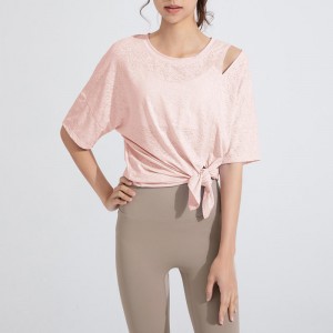 SC10262 Tričko volné příležitostné fitness jóga krátký rukáv Top jóga t košile Fitness běžící trička s kulatým krkem