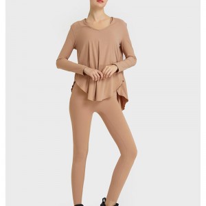 SC10272 Tričko volné příležitostné fitness jóga s dlouhým rukávem Top jóga s dlouhým rukávem Dámské tričko pro tělocvičnu