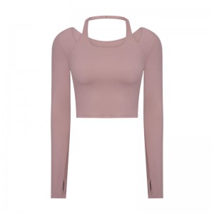 SC10273 Vlastní logo Jóga T Shirts Fitness běžící kulatý krk trička košile Žena dlouhého rukávu sportovní košile pro ženy