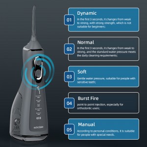 Dobíjecí zubní péče Oddělitelná čisticí flosser Vodní voda bezdrátová voda pro zuby dásně rovnátka